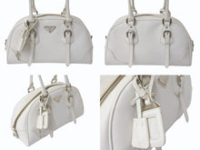 Load image into Gallery viewer, PRADA プラダ ハンドバッグ トライアングル ロゴ バッグ ホワイト サフィアーノレザー シルバー金具 美品 中古 4b003396