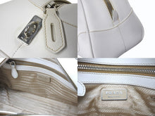 Load image into Gallery viewer, PRADA プラダ ハンドバッグ トライアングル ロゴ バッグ ホワイト サフィアーノレザー シルバー金具 美品 中古 4b003396