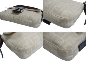 FENDI フェンディ マンマバケット ワンショルダーバッグ 33492 26424 003 キャンバス レザー アイボリー ブラウン 美品 中古 4b003397