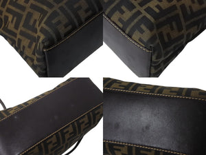 FENDI フェンディ ズッカ柄 2WAY ハンドバッグ ブラウン キャンバス レザー 14967 ロゴ ショルダー ゴールド金具 鞄 美品 中古 4b003400
