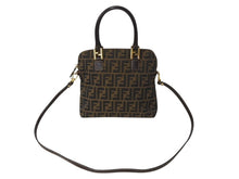 Load image into Gallery viewer, FENDI フェンディ ズッカ柄 2WAY ハンドバッグ ブラウン キャンバス レザー 14967 ロゴ ショルダー ゴールド金具 鞄 美品 中古 4b003400