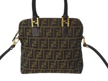 Load image into Gallery viewer, FENDI フェンディ ズッカ柄 2WAY ハンドバッグ ブラウン キャンバス レザー 14967 ロゴ ショルダー ゴールド金具 鞄 美品 中古 4b003400