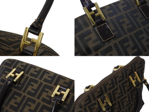 FENDI フェンディ ズッカ柄 2WAY ハンドバッグ ブラウン キャンバス レザー 14967 ロゴ ショルダー ゴールド金具 鞄 美品 中古 4b003400
