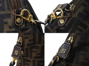 FENDI フェンディ ズッカ柄 2WAY ハンドバッグ ブラウン キャンバス レザー 14967 ロゴ ショルダー ゴールド金具 鞄 美品 中古 4b003400