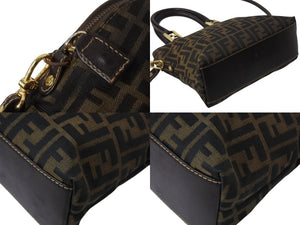 FENDI フェンディ ズッカ柄 2WAY ハンドバッグ ブラウン キャンバス レザー 14967 ロゴ ショルダー ゴールド金具 鞄 美品 中古 4b003400