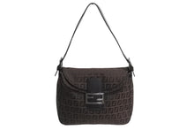 Load image into Gallery viewer, FENDI フェンディ マンマバケット ワンショルダーバッグ ズッカ柄 キャンバス レザー ブラウン ブラックメタル金具 美品 中古 4b003401