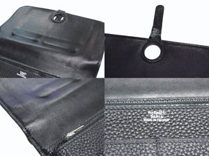 HERMES エルメス ドゴンGM 2つ折り長財布 ロングウォレット ◻︎K刻印 ドゴンデュオトゴ トリヨンクレマンス ブラック 良品 中古 4b003402