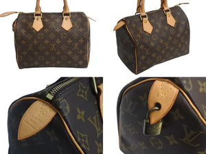 LOUIS VUITTON ルイヴィトン スピーディー25 ハンドバック M41528 モノグラム PVC レザー ブラウン ゴールド金具 美品 中古 4b003404