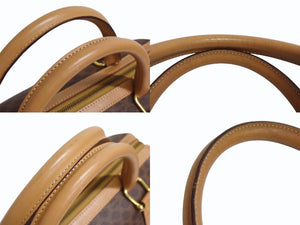 CELINE セリーヌ マカダム柄 ハンドバッグ ベージュ ブラウン PVC レザー ミニボストン ロゴ 鞄 ゴールド金具 美品 中古 4b003405