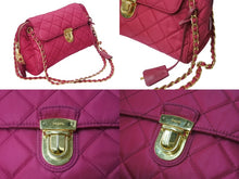 Load image into Gallery viewer, PRADA プラダ キルティング チェーンショルダーバッグ 斜め掛けバッグ ナイロン ピンク ゴールド金具 美品 中古 4b003419