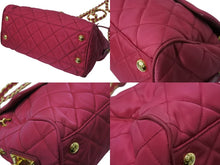 Load image into Gallery viewer, PRADA プラダ キルティング チェーンショルダーバッグ 斜め掛けバッグ ナイロン ピンク ゴールド金具 美品 中古 4b003419