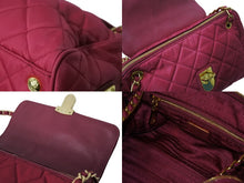 Load image into Gallery viewer, PRADA プラダ キルティング チェーンショルダーバッグ 斜め掛けバッグ ナイロン ピンク ゴールド金具 美品 中古 4b003419