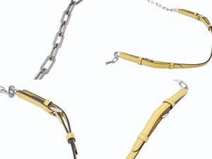 PRADA プラダ チェーンショルダーバッグ サフィアーノレザー ターンロック イエロー ロゴ金具 シルバー金具 美品 中古 4b003420