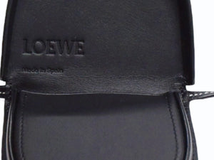 極美品 LOEWE ロエベ ヒールポーチ ミニ ショルダーストラップ付きコインケース 小物 スペイン製 レザー ブラック 中古 4b003421