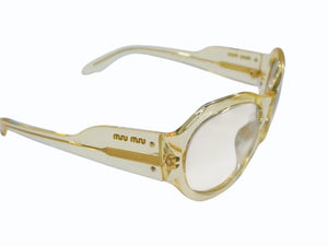MIUMIU ミュウミュウ サングラス アイウェア SMU10IA サイズ55◻︎18 135 クリアイエロー ゴールド 美品 中古 4b003427