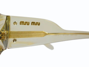 MIUMIU ミュウミュウ サングラス アイウェア SMU10IA サイズ55◻︎18 135 クリアイエロー ゴールド 美品 中古 4b003427