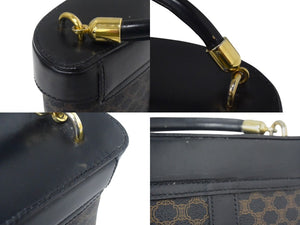 CELINE セリーヌ ハンドバッグ ミニバッグ ショルダーバッグ バニティ マカダム柄 レザー ブラック ブラウン 美品 中古 4b003432