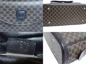 CELINE セリーヌ マカダム柄 ハンドバッグ ブラック ブラウン ミニボストン ロゴ PVC レザー MC96 ゴールド金具 鞄 美品 中古 4b003443