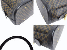 Load image into Gallery viewer, CELINE セリーヌ マカダム柄 ハンドバッグ ブラック ブラウン ミニボストン ロゴ PVC レザー MC96 ゴールド金具 鞄 美品 中古 4b003443