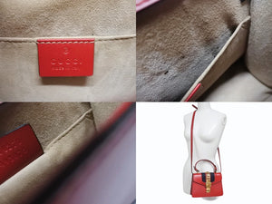 GUCCI グッチ シルヴィ ミニ 2WAY ハンドバッグ ショルダーバッグ 470270 レザー レッド ネイビー ゴールド金具 美品 中古 4b003445