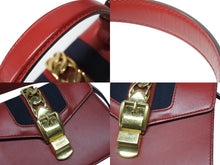 Load image into Gallery viewer, GUCCI グッチ シルヴィ ミニ 2WAY ハンドバッグ ショルダーバッグ 470270 レザー レッド ネイビー ゴールド金具 美品 中古 4b003445