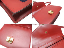 Load image into Gallery viewer, GUCCI グッチ シルヴィ ミニ 2WAY ハンドバッグ ショルダーバッグ 470270 レザー レッド ネイビー ゴールド金具 美品 中古 4b003445
