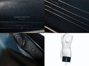 SAINT LAURENT サンローラン ケイト タッセル ベルベット チェーンウォレット 491521 ショルダーバッグ ラインストーン カサンドラロゴ グリーン 美品 中古 4b003446