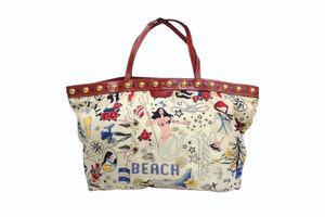 GUCCI グッチ ショルダーバッグ トートバッグ ビーチショッパー 207292 ナイロン アイボリー レッド マルチカラー 美品 中古 4b003449