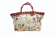 Load image into Gallery viewer, GUCCI グッチ ショルダーバッグ トートバッグ ビーチショッパー 207292 ナイロン アイボリー レッド マルチカラー 美品 中古 4b003449