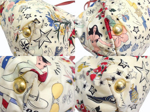 GUCCI グッチ ショルダーバッグ トートバッグ ビーチショッパー 207292 ナイロン アイボリー レッド マルチカラー 美品 中古 4b003449