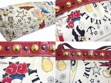 Load image into Gallery viewer, GUCCI グッチ ショルダーバッグ トートバッグ ビーチショッパー 207292 ナイロン アイボリー レッド マルチカラー 美品 中古 4b003449