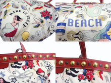 Load image into Gallery viewer, GUCCI グッチ ショルダーバッグ トートバッグ ビーチショッパー 207292 ナイロン アイボリー レッド マルチカラー 美品 中古 4b003449