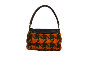 MIUMIU ミュウミュウ ワンショルダーバッグ ハンドバッグ 2way レザー ウール ブラック マルチカラー ゴールド金具 美品 中古 4b003450
