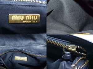 MIUMIU ミュウミュウ ワンショルダーバッグ ハンドバッグ 2way レザー ウール ブラック マルチカラー ゴールド金具 美品 中古 4b003450