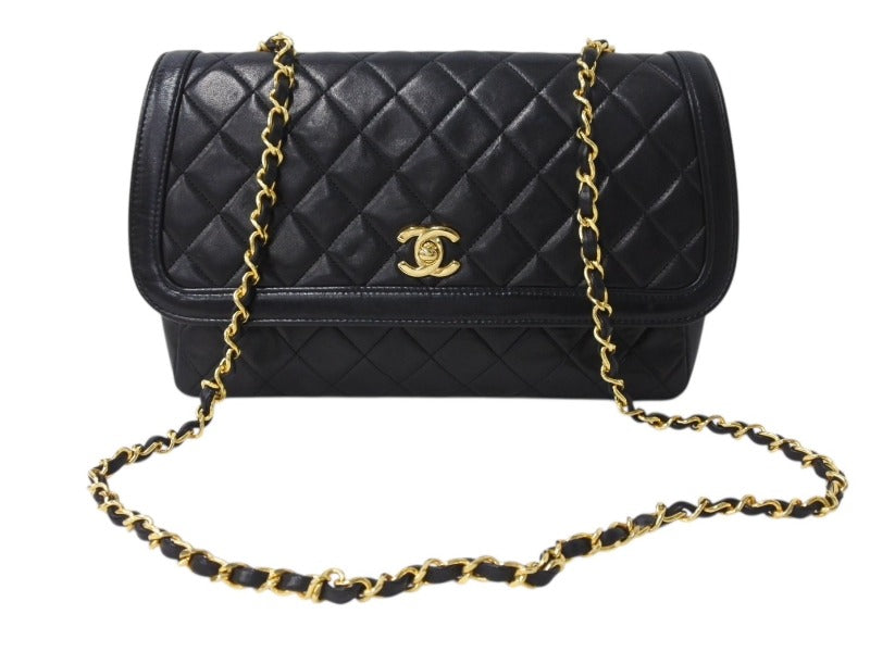 CHANEL シャネル マトラッセ Sフラップ Sチェーンショルダーバッグ 1番台 ココマーク ラムスキン ブラック ゴールド金具 美品 中古 4b003453