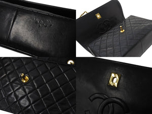 CHANEL シャネル マトラッセ Sフラップ Sチェーンショルダーバッグ 1番台 ココマーク ラムスキン ブラック ゴールド金具 美品 中古 4b003453