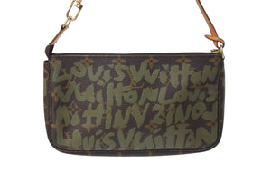 LOUIS VUITTON ルイヴィトン ポシェットアクセソワールモノグラムグラフィティ M92191 ハンドバッグ カーキ 美品 中古 4b003454