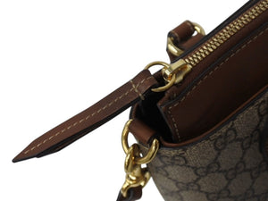 GUCCI グッチ 2WAYバッグ ハンドバッグ ショルダーバッグ GGスプリームキャンバス レザー ブラウン ベージュ 美品 中古 4b003455
