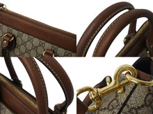 Load image into Gallery viewer, GUCCI グッチ 2WAYバッグ ハンドバッグ ショルダーバッグ GGスプリームキャンバス レザー ブラウン ベージュ 美品 中古 4b003455
