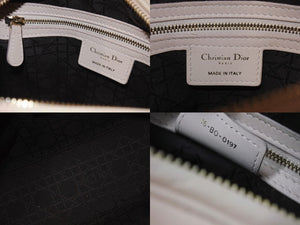 Christian Dior クリスチャンディオール LADY DIOR レディディオール ミディアムバッグ ラムスキン カナージュ 2WAY 美品 中古 4b003456