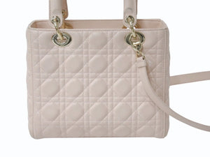 Christian Dior クリスチャンディオール LADY DIOR レディディオール ミディアムバッグ ラムスキン カナージュ 2WAY 美品 中古 4b003456
