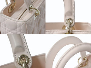 Christian Dior クリスチャンディオール LADY DIOR レディディオール ミディアムバッグ ラムスキン カナージュ 2WAY 美品 中古 4b003456