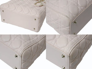 Christian Dior クリスチャンディオール LADY DIOR レディディオール ミディアムバッグ ラムスキン カナージュ 2WAY 美品 中古 4b003456