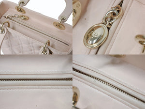 Christian Dior クリスチャンディオール LADY DIOR レディディオール ミディアムバッグ ラムスキン カナージュ 2WAY 美品 中古 4b003456
