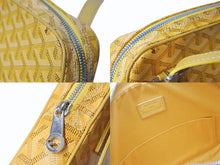 Load image into Gallery viewer, GOYARD ゴヤール ヨナ MM ハンドバッグ ヘリンボーン柄 イエロー ゴヤールディンキャンバス レザー シルバー金具 美品 中古 4b003457