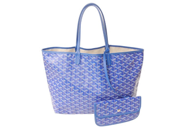新品未使用 GOYARD ゴヤール サンルイPM トートバッグ STLOUIPMLTY10CL10P PVC レザー ヘリンボーン ブルー 中古 4b003458