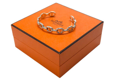 極美品 HERMES エルメス シェーヌダンクル アンシェネ バングル 重量約17.9g サイズST Ag925刻印 9コマ シルバー925 中古 4b003459