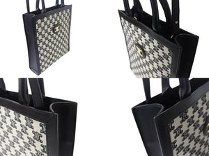 極美品 CELINE セリーヌ トートバッグ トリンオフ スモールバーティカルカバ 194352CS8.38NO カーフスキン キャンバス ブラック ホワイト 中古 4b003460
