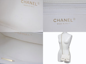 CHANEL シャネル ミニマトラッセ シングルフラップ シングルチェーン ショルダーバッグ ラムスキン ホワイト ゴールド金具 美品 中古 4b003462