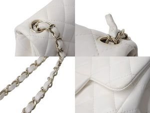 CHANEL シャネル ミニマトラッセ シングルフラップ シングルチェーン ショルダーバッグ ラムスキン ホワイト ゴールド金具 美品 中古 4b003462